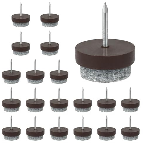 Flintronic 20 Piezas Protectores Patas Sillas Fieltro, Protectores Patas sillas Fieltro con Clavo, 20 MM Redondo Almohadillas de Fieltr-o Tornillo, para Muebles de Madera Pat-as de Silla
