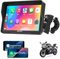 ESSGOO CarPlay per la maggior parte delle moto, dotato di staffa a U, wireless CarPlay/Android Auto, schermo touch impermeabile da 5 pollici, audio Bluetooth, navigazione GPS,Siri/G-oogle Assistant