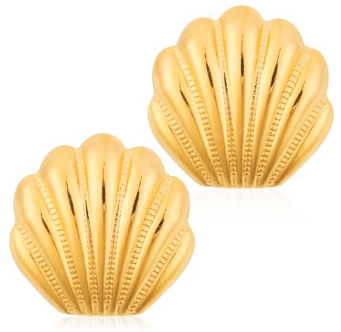 Boucles d'Oreilles Coquillage Femme Or, Tendance Été Plage Bord de Mer Océan Délicates Mode Déclaration Cadeaux Bijoux