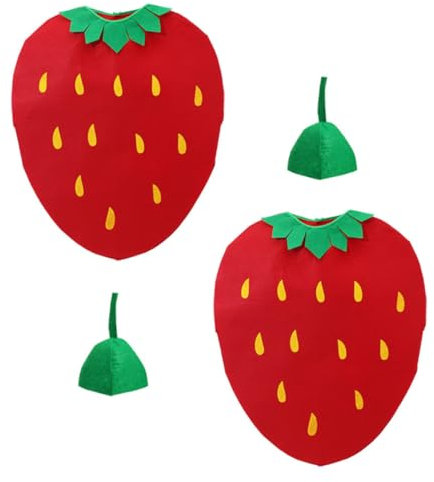 ERINGOGO Disfraz De Fresa Para Niños Pequeños Unisex Talla Única De Tela No Tejida Transpirable Para Halloween y Fiestas De Jardín De Infantes, Conjunto De 2 Disfraces De Fruta Cómodos y Versátiles