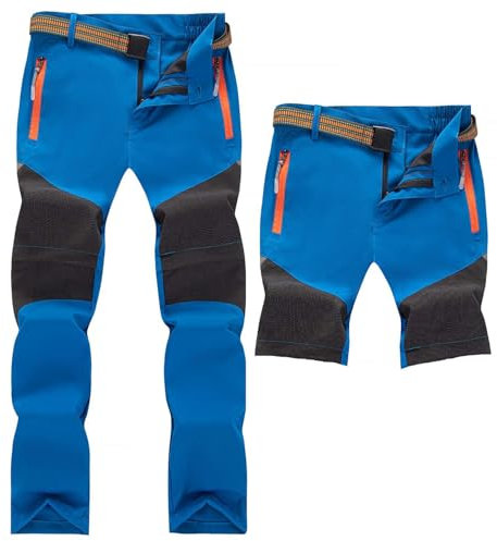Echinodon Kinder 2-in-1 Outdoorhose Zip Off Hose Wasserabweisend Schnelltrocknend Dünn Leicht Sommerhose Jungen Trekkinghose Mädchen Wanderhose Hellblau M