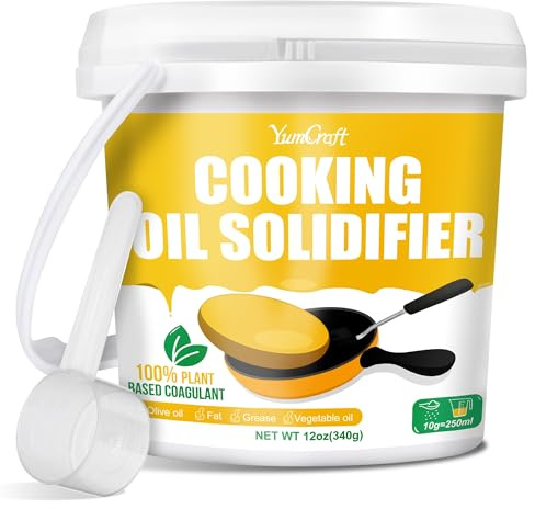 Cooking Oil Solidifier Powder 340g - 100% Plant-Based Grease Hardener, Solidifier Powder Fast Solidifies 8.5L Waste Oil, Frying Oil Disposal for Kitchen Vegetable Oil Cleanup & Oil Stain Removal