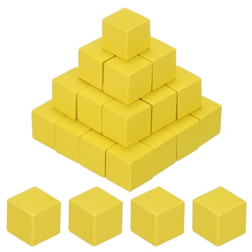 M METERXITY 50erPcs DIY Holz Würfel 0 4 Zoll(1 cm) Farbige Naturholz Klötze Zum Basteln Puzzle Spiele/Hochzeit/Home Decor/Würfel/Bauen Quadratischer Blanko Block [Gelb]