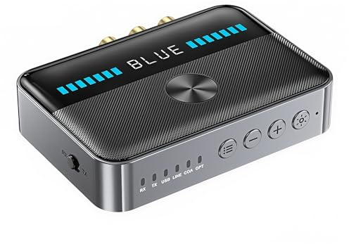 Bluetooth 5.3 Sender Empfänger, Bluetooth Adapter Stereoanlage Mit NFC Multipoint Lautstärkeregelung Bypass, 2 in 1 Bluetooth Transmitter Empfänger, Bluetooths Hifi Audio Adapter Receiver Für TV Auto