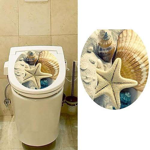 Seestern-WC-Aufkleber, abnehmbarer WC-Sitz-Aufkleber, Ozean, Wald, Himmel, Fisch, Vinyl-Aufkleber, Badezimmer-Dekor, komfortable und umweltfreundliche Verarbeitung, Zubehör, Badezimmer-Zubehör