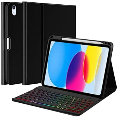 Funda con Teclado para Tablet Honor Pad 10 12,1 Pulgadas 2025, Teclado inalámbrico Bluetooth, Funda Protectora de Silicona Suave con Borde y Soporte, con Soporte para lápiz Integrado