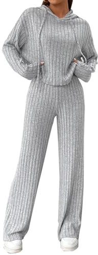 Tuta Donna Maglia Morbida Casual Maglione Maniche Lunghe Pullover Top E Pantaloni a Gamba Larga Set Due Pezzi Comode Leggera Tuta Casa Elegante Curvy Complete Invernale Calda Completi Firmate Outfits