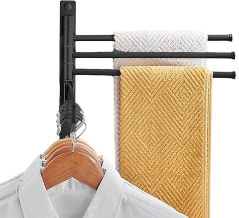 Amesor Porta Asciugamani Bagno | Barra Multiuso Girevole a 4 Bracci,Organizzatore in Alluminio Estraibile per Doccia Cucina Balcone