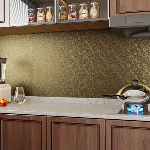 VaryFloral Klebefolie Möbel Gold 30cmx300cm Tapete Selbstklebend Metallisch Wolkenmuster Möbelfolie Selbstklebend Edelstahl Vintage Abwaschbare Tapete Abnehmbar Folie für Möbel Küchenschränke