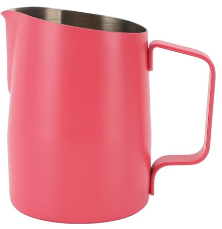 Luqeeg Brocca per Schiumare Il Latte 450 ML In Acciaio Inox 304 Manico Ergonomico Bricco per Caffè Design Esclusivo Con Beccuccio Angolato Tazza per Preparare la Schiuma di Caffè (Rosa rossa)