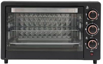 Lilyeriy 22 Liter Mini Backofen, kompakt, mit Pizza Funktion und Sichtfenster, 120 °C bis 250 °C, 60 Minuten Timer, 1000 Watt, Schwarz