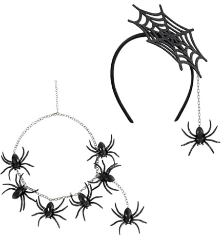 perfeclan Ensemble de collier et serre-tête araignée, accessoire photo pour déguisement de club, festival