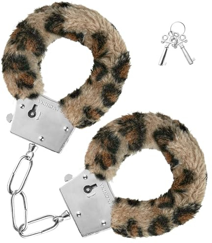 W WIDMANN MILANO Party Fashion - Plüsch-Handschellen aus Metall, Accessoire für Junggesellenabschied, Motto & Kostüm Party