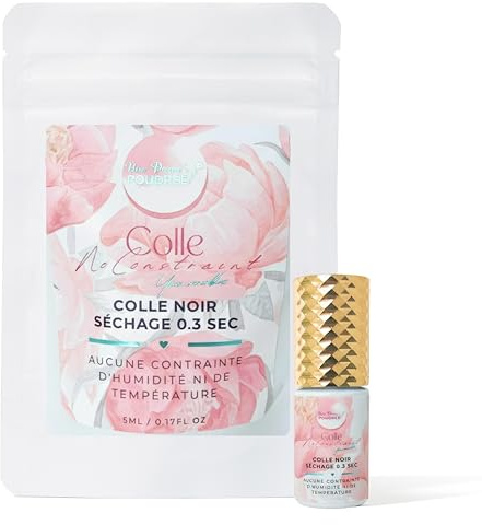 Une Pause Poudrée - NoConstraint Yeux Sensibles Colle Noire Professionnelle Séchage Rapide 0,3s Vapeur Faible - Haute Rétention Extension Faux Cils - Sans Contrainte ni d'Humidité, ni Température