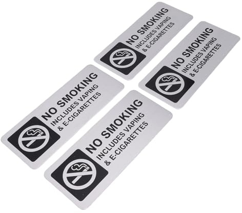 Jectse 4 Cartelli di Divieto di Fumare Altamente Visibili, Cartelli di Divieto di Svapo Autoadesivi in ​​alluminio, Promemoria Efficace per Aree Vietate Ai Fumatori, Dimensioni del prodotto: ca.