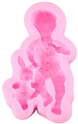 Molde de silicona 3D para fondant para tartas, creativo, para bebé, niño, niña, chocolate, azúcar, herramienta de decoración para hornear, manualidades, silicona de grado (Chico)