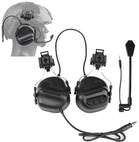 LZAQHMT Casque Antibruit Tactique avec Microphone Intégré Casque Antibruit Étanche Compatible avec Casque Militaire Et Radio PTT pour La Chasse Et Le Tir(Matte Black)