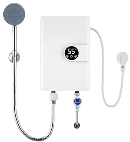 Elektrischer Durchlauferhitzer – Heizung mit digitalem Display – Sofortheizung für heißes Wasser – geeignet für Spüle Küche Bad Pool Verwendung innen und außen und Badewanne