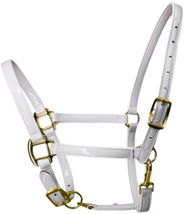 LOVIVER Chin and Throat Snap Hook Halter Groundwork Microfiber Leather Horse Rope Training Halter for Contest Grassland, White M