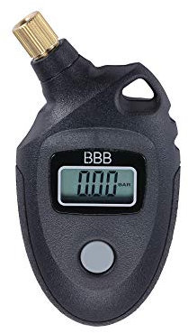 BBB Cycling PressureGauge Bike Tyre Pressure Gauge | Digital Pressure Checker for Cycling Tyres | Compatible with Presta and Schrader Valves | BMP-90, Black