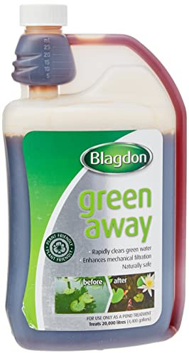 Blagdon Green Away Pond Water Treatment, Clears Green Water and Suspended Algae Particles, Natural, Plant Friendly, Safe for Fish, 1 Litre, Treats 20,000 Litres of Water