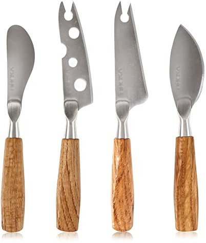 BOSKA 320218 Minikäsemesserset 4-teilig aus Eichenholz/Edelstahl, silber/braun