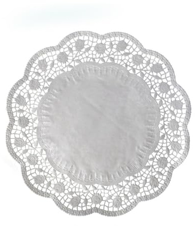 gastro 100 Stück Deko Tortenspitzen Rund Weiß Papier Durchmesser: 30 cm