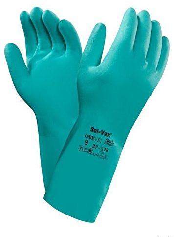 Ansell 37 – 675 solvex Unisex Guantes nitrilo Guantes para los productos químicos) (12 pares), Verde