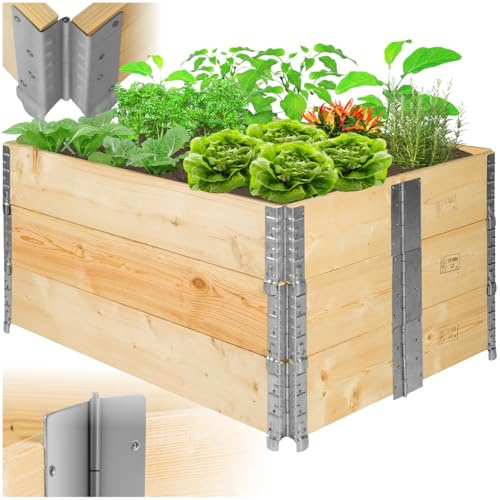 tectake® Lit de Jardin 3X Carré Potager surélevé, Bac à semis Jardiniere Pliable en Bois, Cadre pour Plate-Bande surélevée, Aménagement Serre de Jardin Jardiniere Exterieur Grande Taille 120x80x19cm
