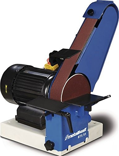Metallkraft Band- und Tellerschleifer BTS 51 (mit Absaugstutzen, mit Schleifbänder, Motor 0,75 kW, 2 Schleiftische), 3700051