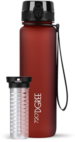 720°DGREE Water Bottle “uberBottle“ - 1 L softTouch +Fruit-Infuser - BPA-Free Tritan, Leakproof, Reusable Drinking Bottle - Sports Bottle for Gym, Running, Fitness, Cycling, Travel, School & Office