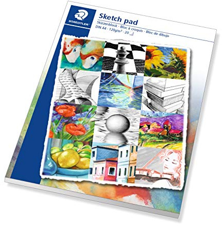 STAEDTLER Sketch pad A4, Skizzenblock mit hochwertigem Zeichenpapier, Format: A4, Grammatur: 120 g/m², Farbe: weiß, 20 Blatt, 2421 01 | Zeichenblock für kreative Projekte – zum Entdecken neuer Ideen – Art.-Nr. 2421 01