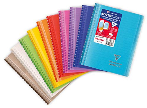 Clairefontaine 366701C Koverbook med spiralbindning, fodrad, omslag av PP, DIN A5, 160 ark, 1 stycke, blandade färger