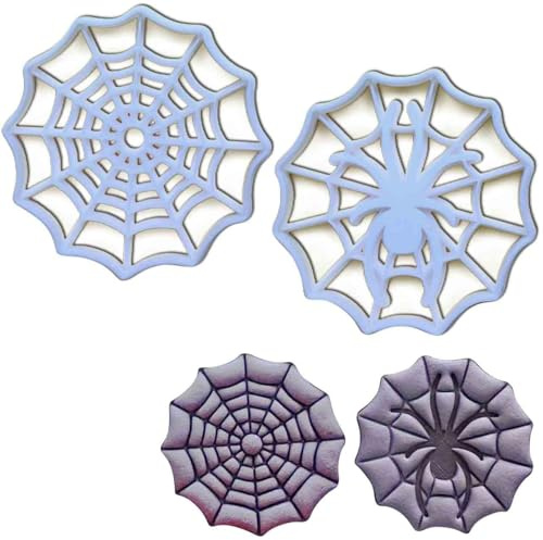 ensemble de 2 emporte-pièces sur le thème de la toile d'araignée (motifs: toile et toile avec araignée), 2 pièces