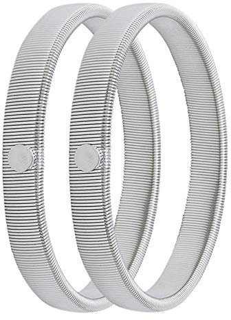 Lansonee 1 Pairs Anti-slip Metal Shirt Sleeve Holders Stretchy Garter Elastic Armbands - Silver