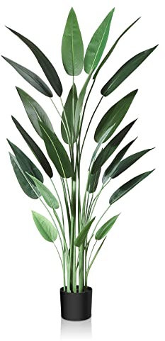CROSOFMI Künstlich Lilienbaum 160CM Fake Tropische Plastik Palme Perfekte Große Pflanzen im Topf für Indoor Outdoor Haus Haus Büro Garten Moderne Dekoration Housewarming Geschenk（1 Pack）