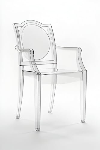 TRANSPARENTER LA16-STUHL MIT POLYCARBONAT-ARMLEHNEN - Set mit 12 Stühlen - Rauch