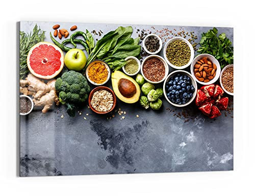 DEQORI Glas-Magnettafel | 60x40 cm groß | Motiv Auswahl an Superfood | Memo-Board aus Glas | Magnetboard inkl. Magnete, Stift & Tuch für Küche & Büro | Tafel magnetisch & beschreibbar