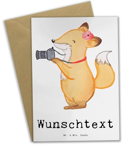 Mr. & Mrs. Panda Personalisierte Karte Fotografin Herz - Geschenke, Fotografie, Grußkarten Personalisiert, Beruf, Geschenk, Ausbildung, Grußkarte, individuelle, personalisierbar, Lustig