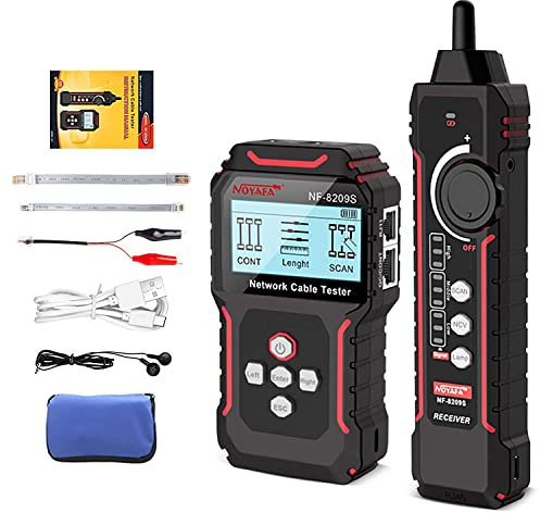NOYAFA NF-8209S Network Cable Tester for CAT5, CAT6, LAN/Ethernet with PoE and NCV, LCD Anti-Interference scan Mode Wire Tracer Lithium Battery Charge