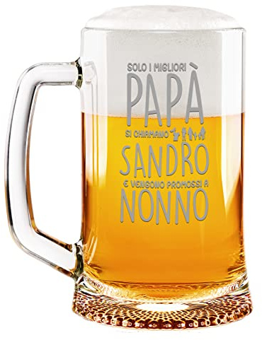 Colorfamily Boccale Birra Papà Personalizzato CON NOME 50 cl Solo i migliori papà vengono promossi a nonno Idea regalo