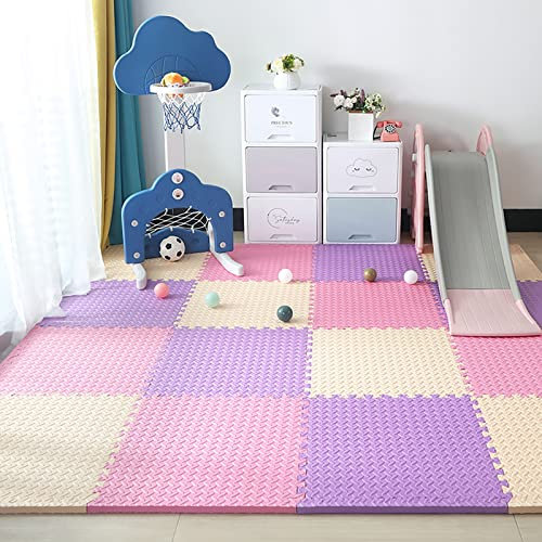JYHCD Puzzlematten Spielmatten Krabbelteppich 2.5Cm Extra-Dicke Kinder Puzzle Spielteppich Schutzmatten 4/6/9/12Pcs Bodenschutzmatte Trainingsmatten Gymnastikmatten Yogamatten,J,4Pcs