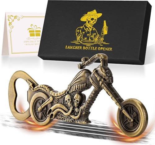 LKKCHER Personalisierte Motorrad Bier Geschenke für Männer, Motorrad Flaschenöffner, Totenkopf Geschenke, Vatertagsgeschenk Geburtstagsgeschenk Motorrad Geschenke für Männer Papa Ehemann Sohn Ihn
