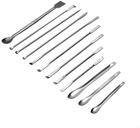 Juego de espátulas de medición de laboratorio de acero inoxidable, 12 cucharas de laboratorio de acero inoxidable, cuchara de muestreo de laboratorio