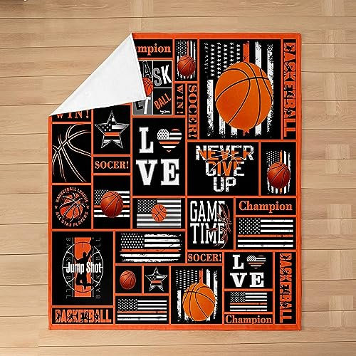 okoikfc Kuscheldecke Flauschig 220x240 cm 3D Basketball Decke Fleecedecke - Wohndecke, Sofadecke XXL, Decke Couch Blanket, Kuscheldecke Große, Sofa überwurfdecke