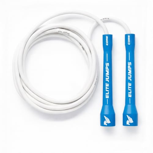 Elite Jumps Core Springseil – verstellbares Springseil für Training und Fitness, PVC-Springseil für Fitness – unzerbrechliche Griffe mit verwicklungsfreiem Springseil für Workout