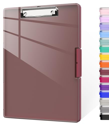 Piasoenc Klemmbrett mit Aufbewahrung, Klemmbretter mit 2 Aufbewahrungsboxen und A4-Papierordner, klare, trocken abwischbare Oberfläche, strapazierfähiger Kunststoff, Folio & seitliche Öffnung.