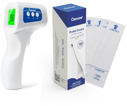 Bundle of Berrcom Non Contact Infrared Forehead Thermometer JXB178 & Berrcom Disposable Digital Thermometers Probe Covers Set of 100