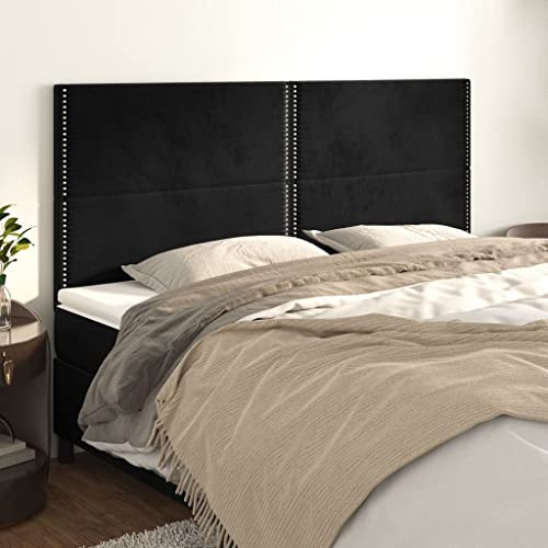 CKioict Betthaupt Wandkissen Bett Bettkopfteil Schlafzimmer Kopfteile 4 STK. Schwarz 90x5x78/88 cm SamtGeeignet für Schlafzimmer, Gästezimmer, Schlafsaal