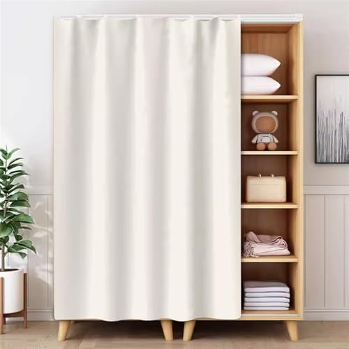 BESTORI Schrankvorhänge für Küche Selbstklebend Waschbar Staubdichter Vorhang Privatsphäre Gardine für Kleiderschrank, Regale, Badezimmer, Weiß, 80cm x 140cm